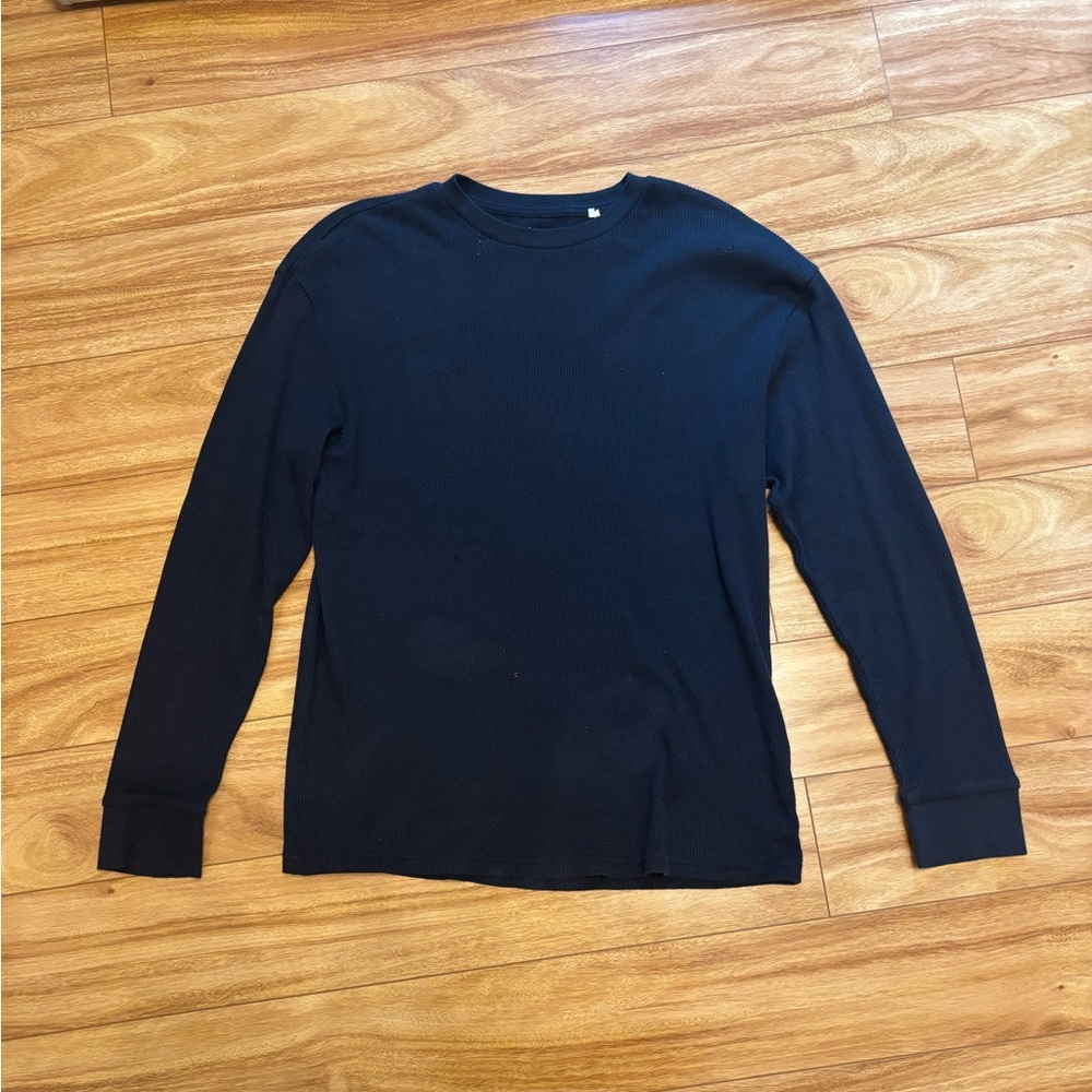 Pacsun Navy Waffle Knit Long Sleeve Sweater - Size Medium